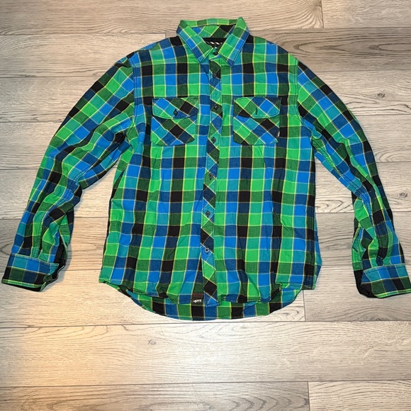 Vans Box Men's Button Up Plaid Checkered Flannel Shirt Large Made in 2010 - Picture 1 of 10